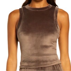 🎉brown velvet crop sleeveless top